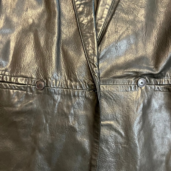 Vintage Saks Fifth Avenue Black Leather Coat Blazer Jacket Womens Size 12‎ - Picture 7 of 16